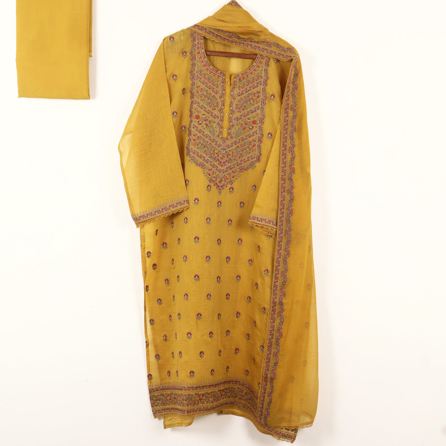 Semi Stitched Chanderi Suit