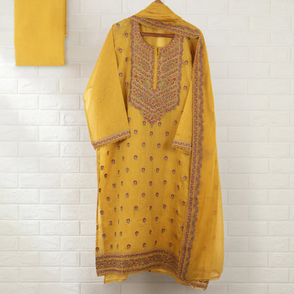 Semi Stitched Chanderi Suit