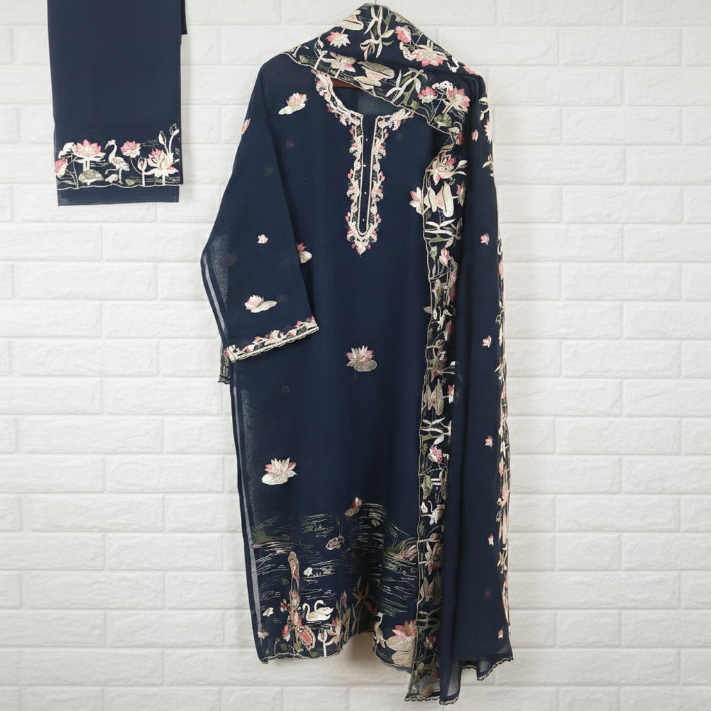 Semi Stitched Chanderi Suit