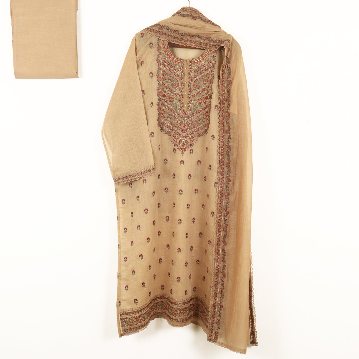 Semi Stitched Chanderi Suit