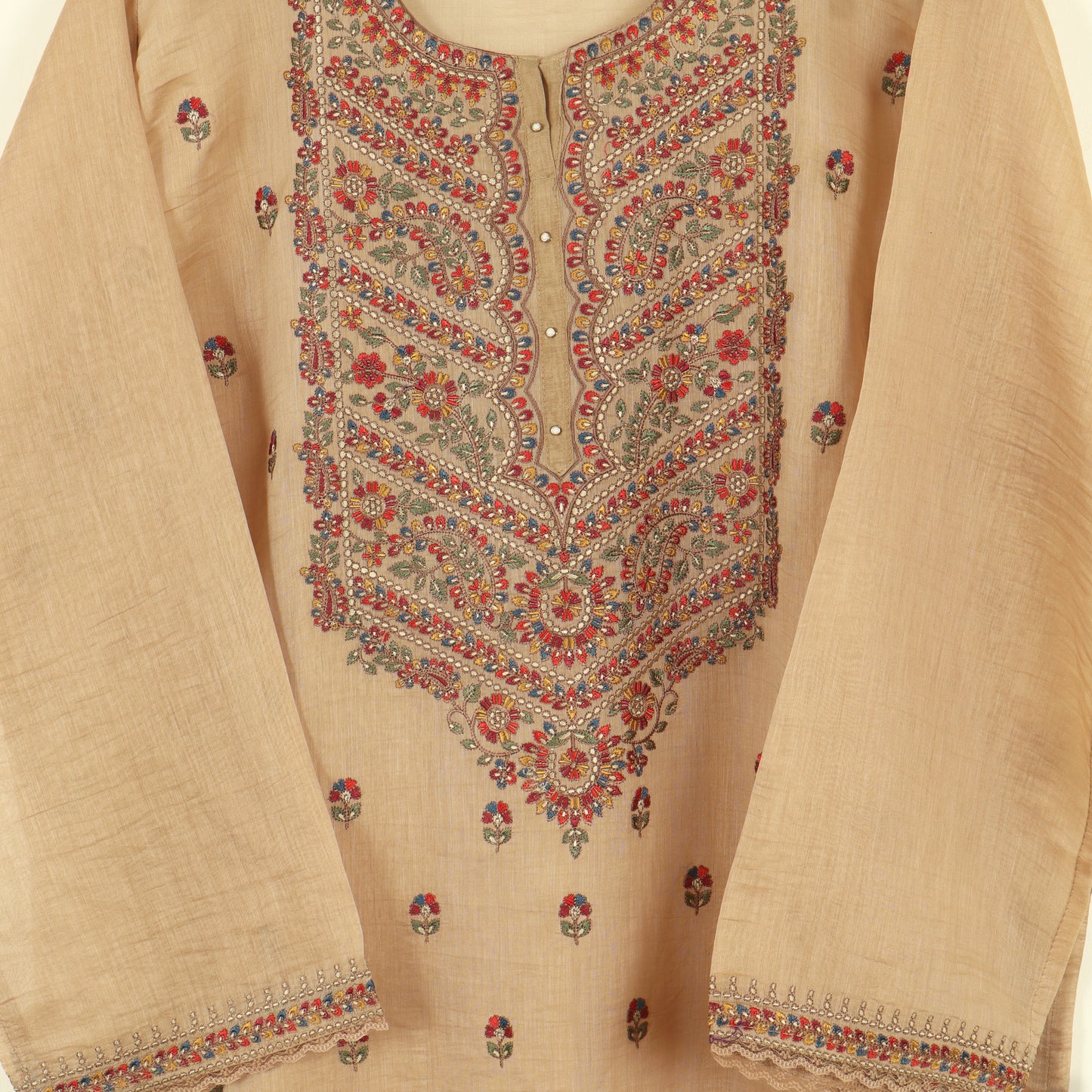 Semi Stitched Chanderi Suit