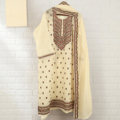 Semi Stitched Chanderi Suit