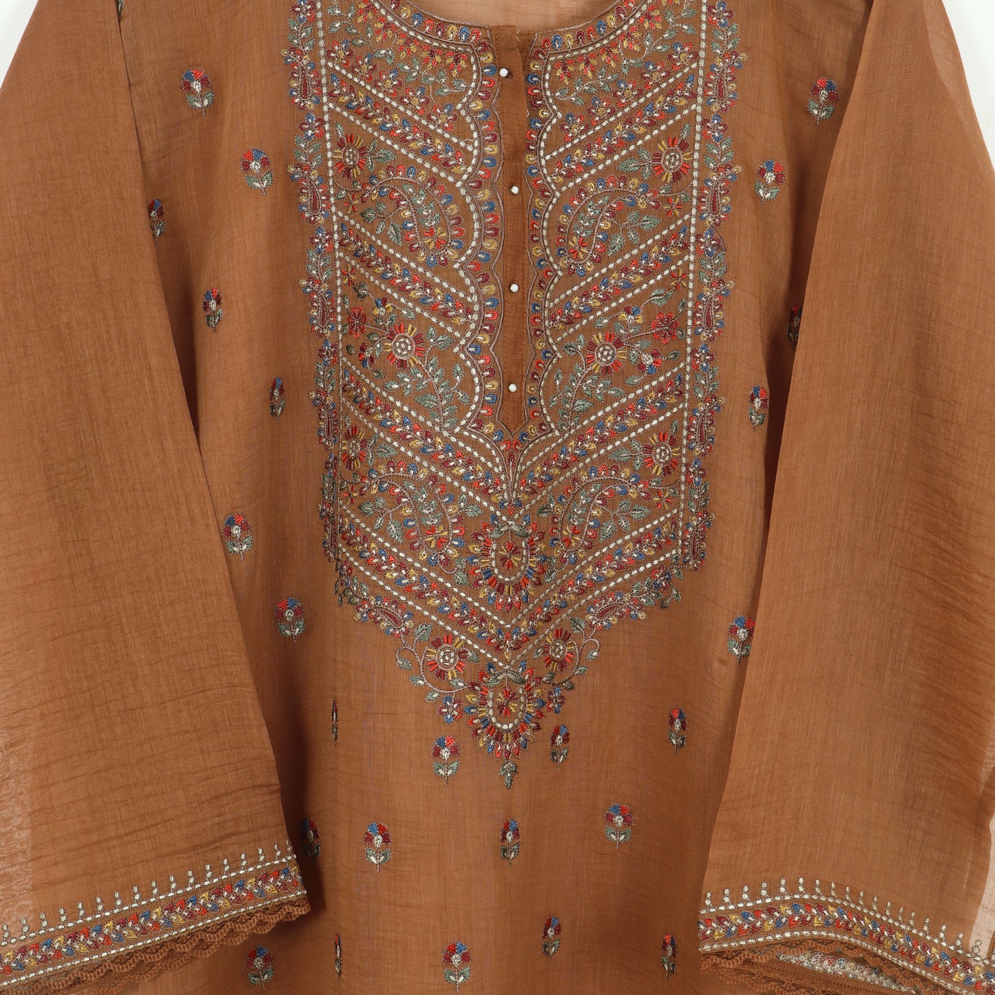 Semi Stitched Chanderi Suit