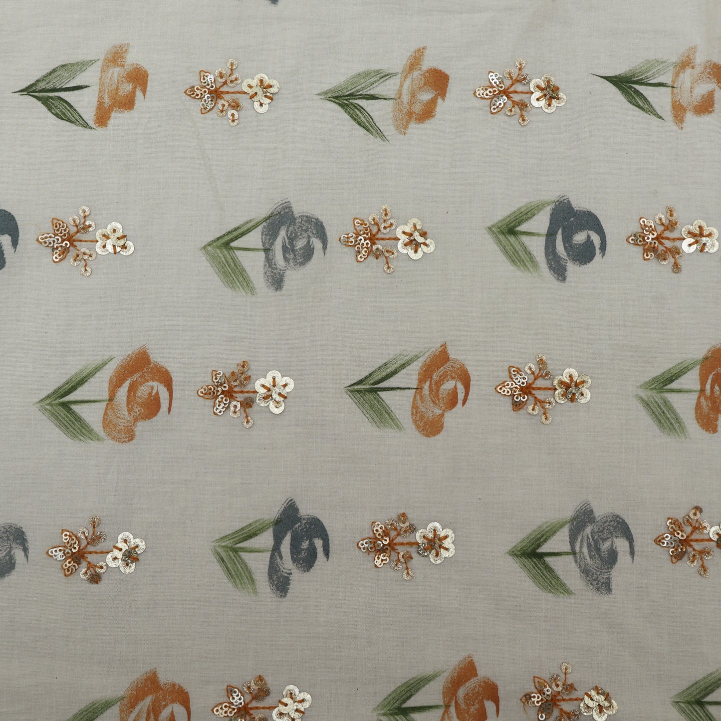 Cream Color Cotton Embroidery Fabric