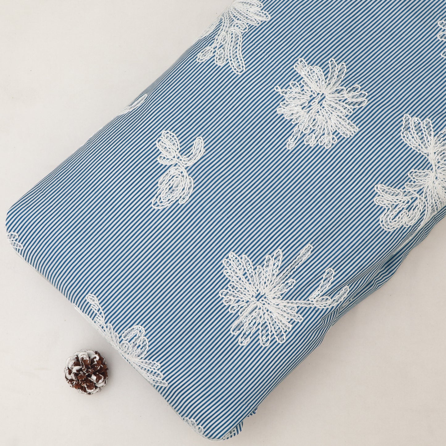 Cotton Stripe Embroidery Fabric