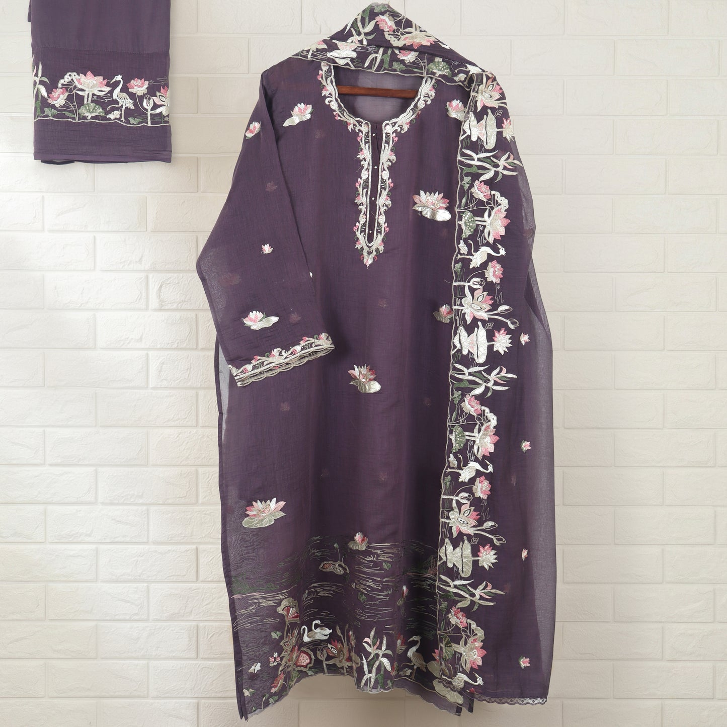Semi Stitched Chanderi Suit