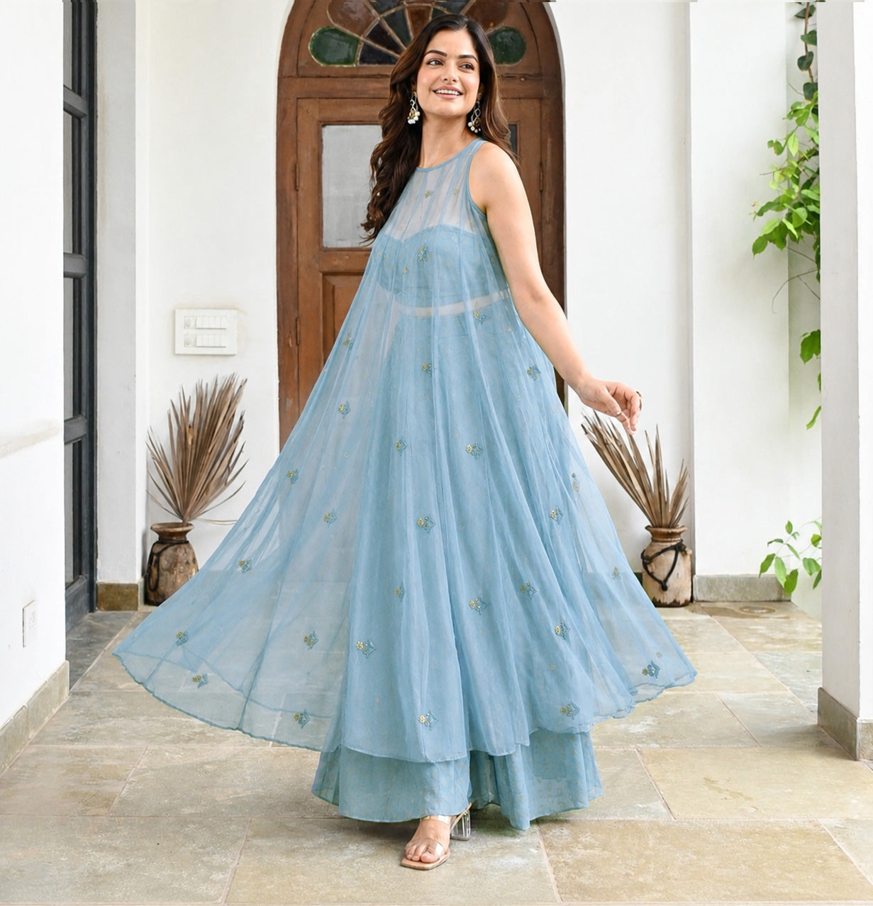 Mul Chanderi Embroidery Fabric
