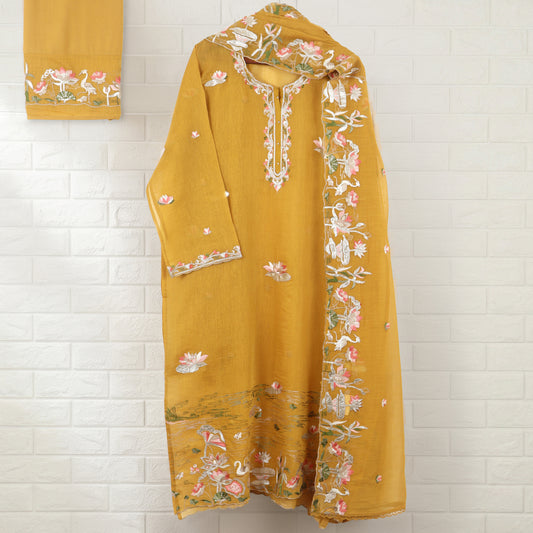 Semi Stitched Chanderi Suit