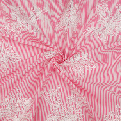 Cotton Stripe Embroidery Fabric