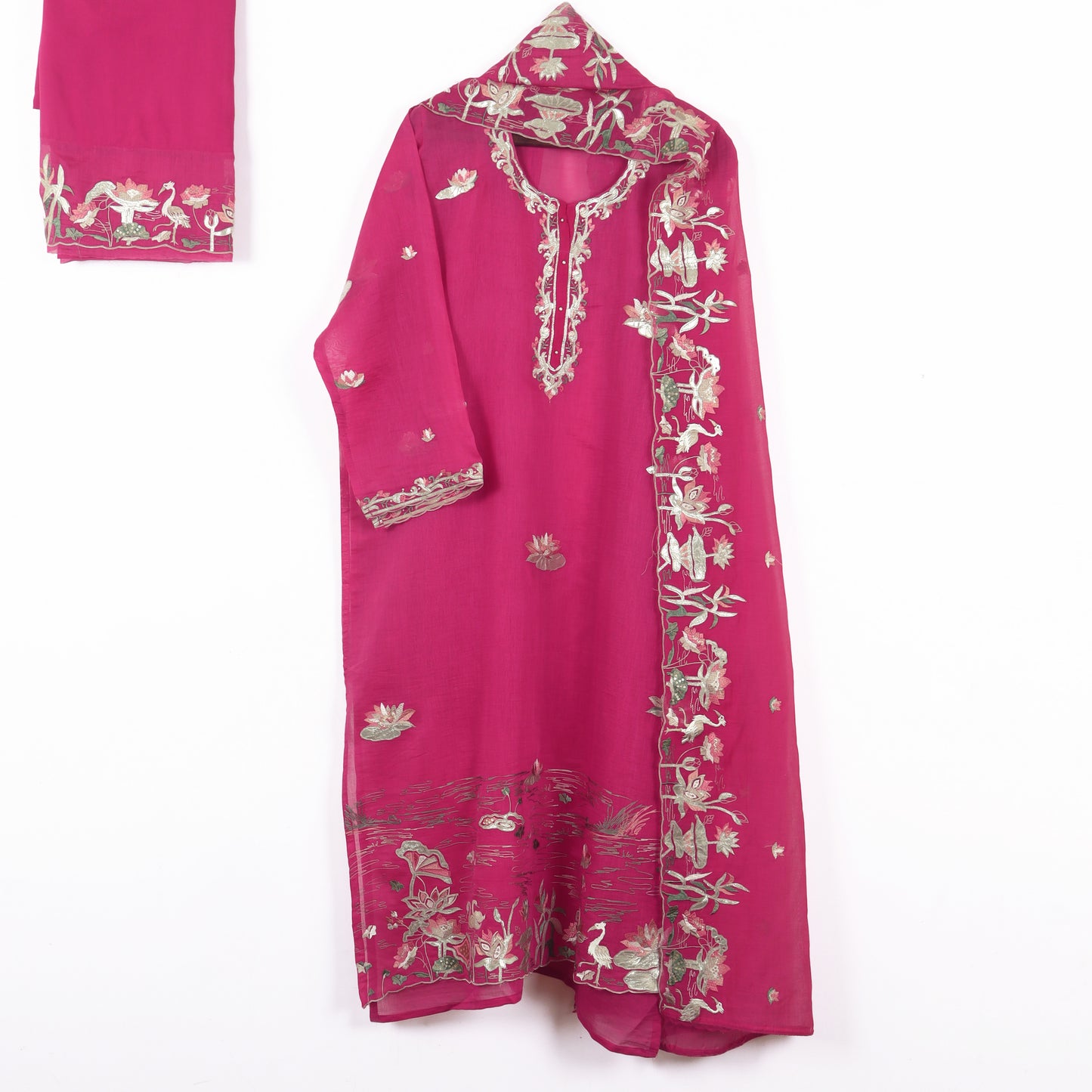 Semi Stitched Chanderi Suit