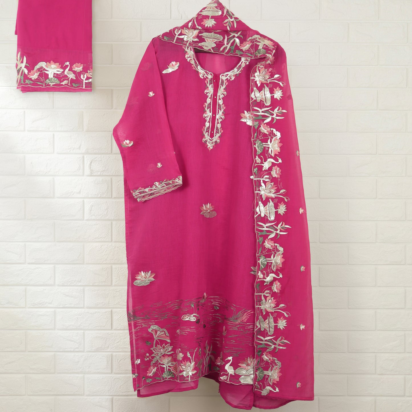 Semi Stitched Chanderi Suit
