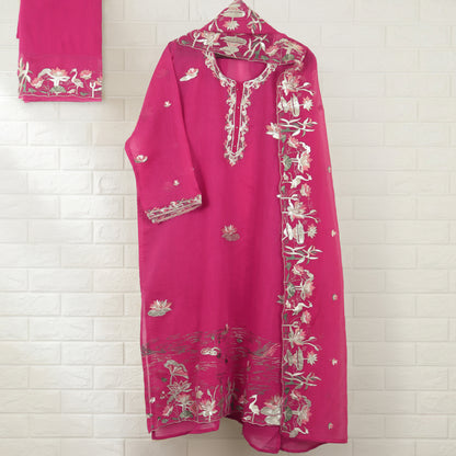 Semi Stitched Chanderi Suit