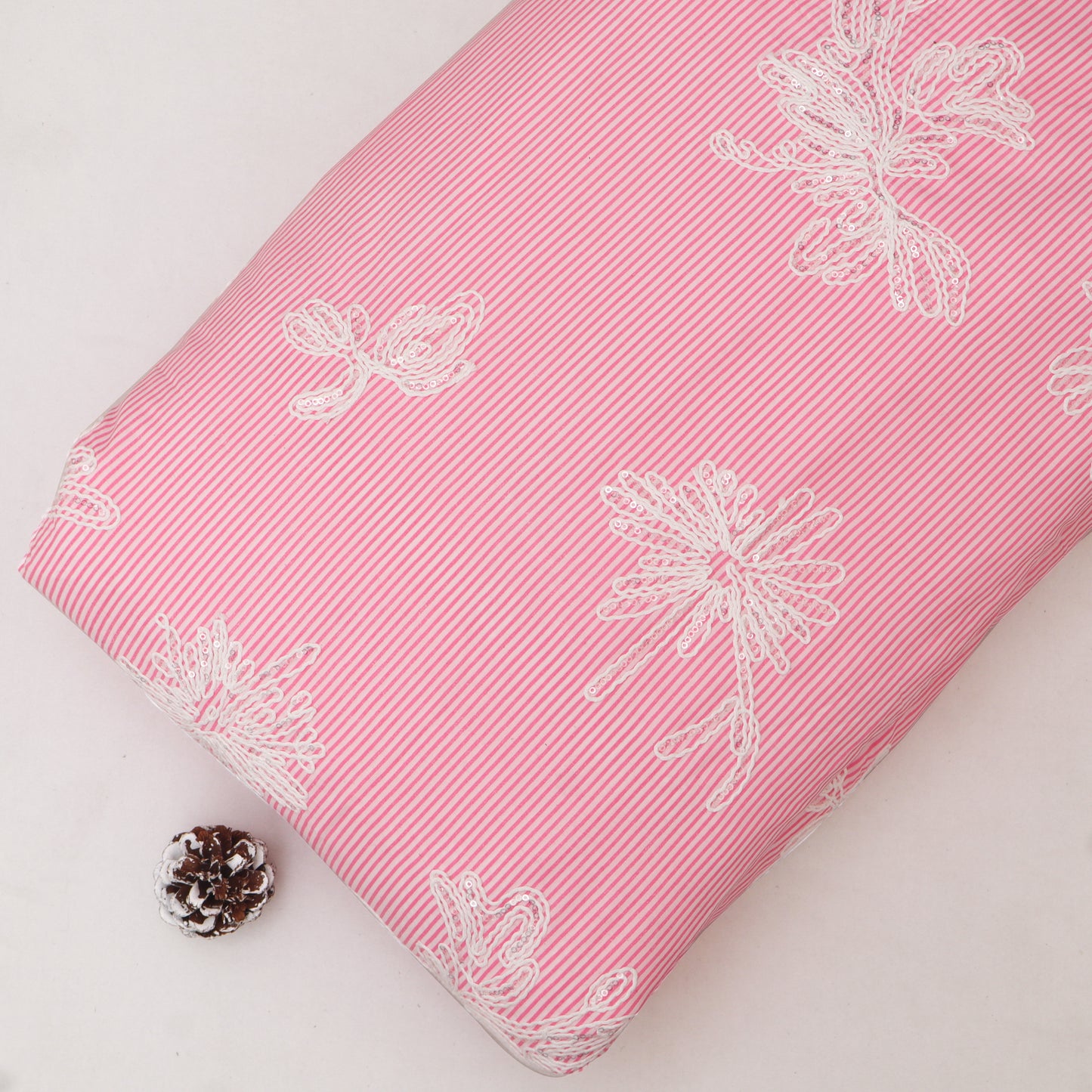 Cotton Stripe Embroidery Fabric