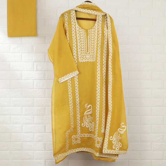 Semi Stitched Chanderi Suit