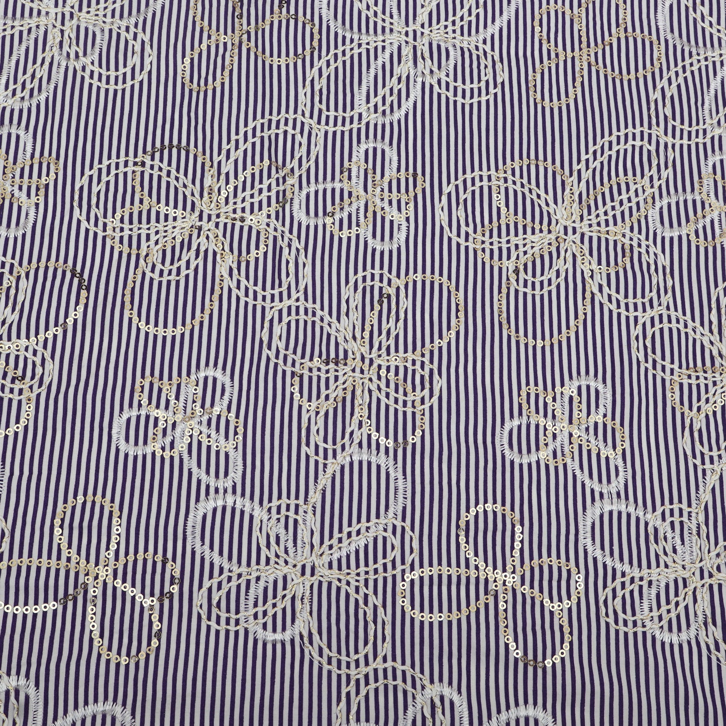 Cotton Stripe Embroidery Fabric