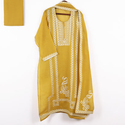 Semi Stitched Chanderi Suit