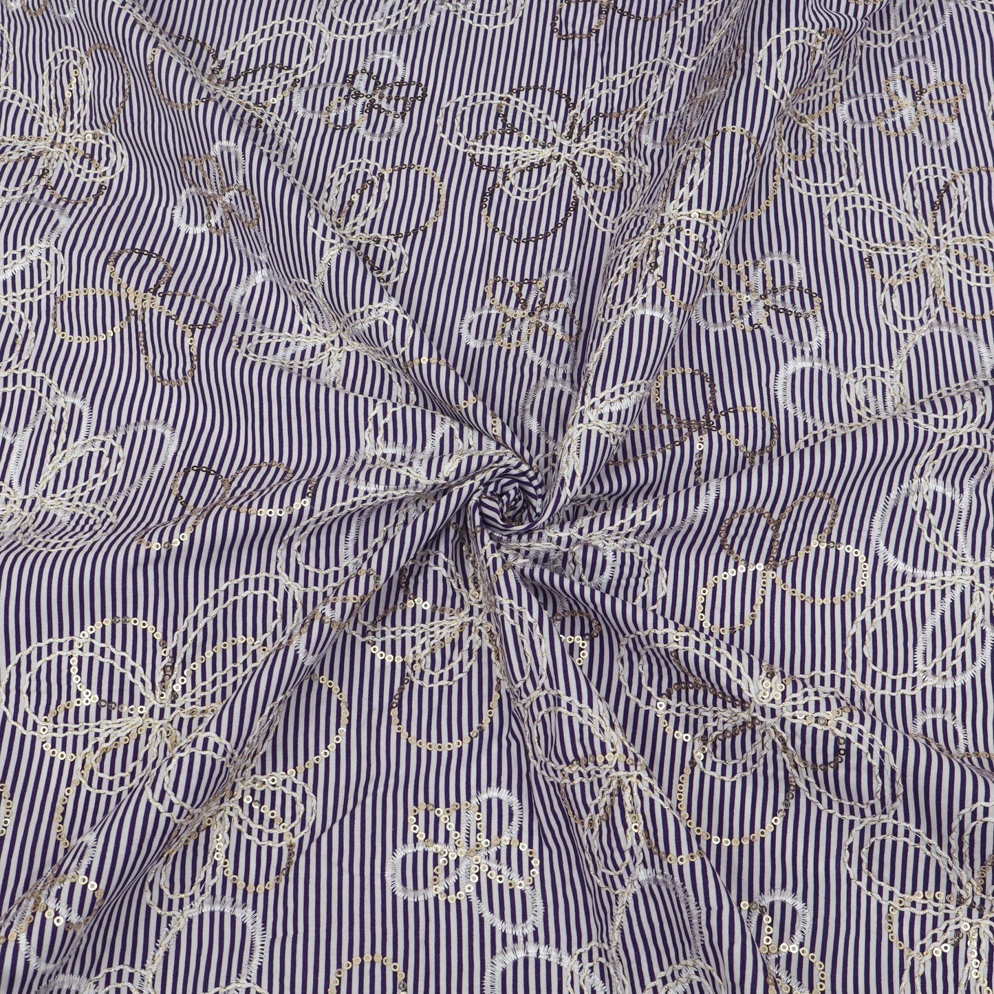 Cotton Stripe Embroidery Fabric