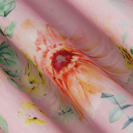 Multicolor Satin Organza Print Fabric