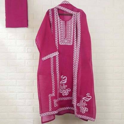 Semi Stitched Chanderi Suit