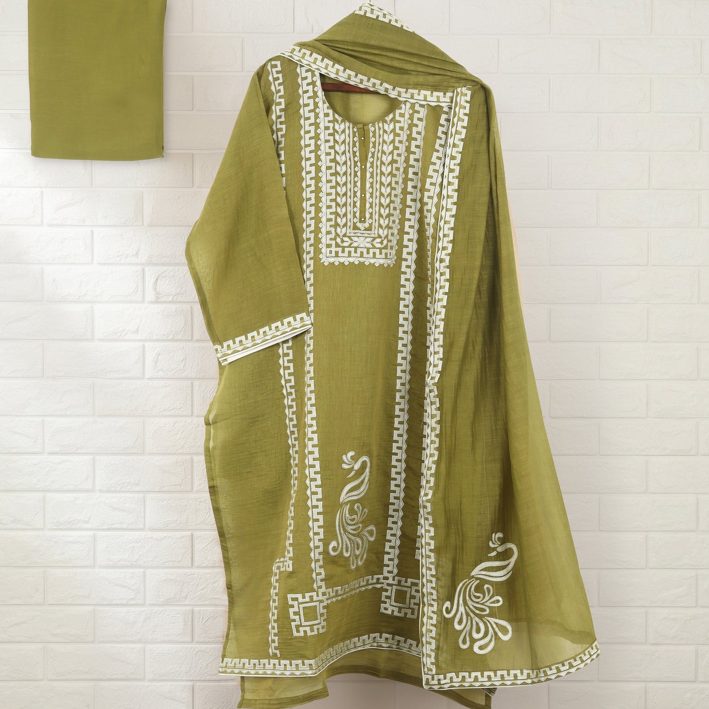 Semi Stitched Chanderi Suit