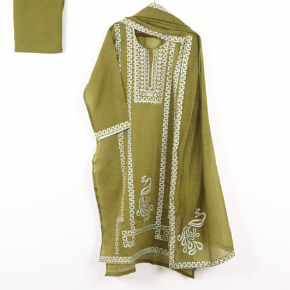 Semi Stitched Chanderi Suit