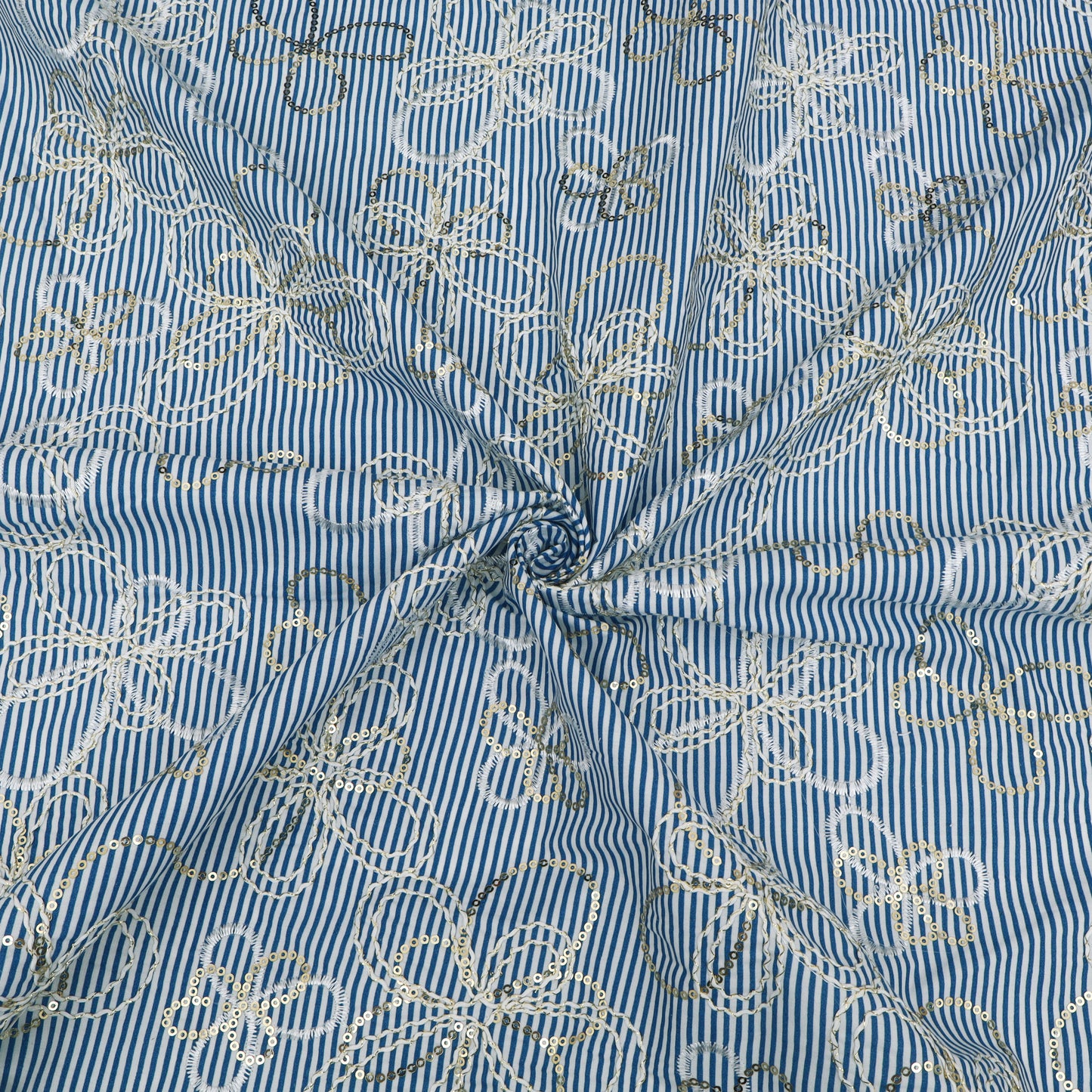 Cotton Stripe Embroidery Fabric