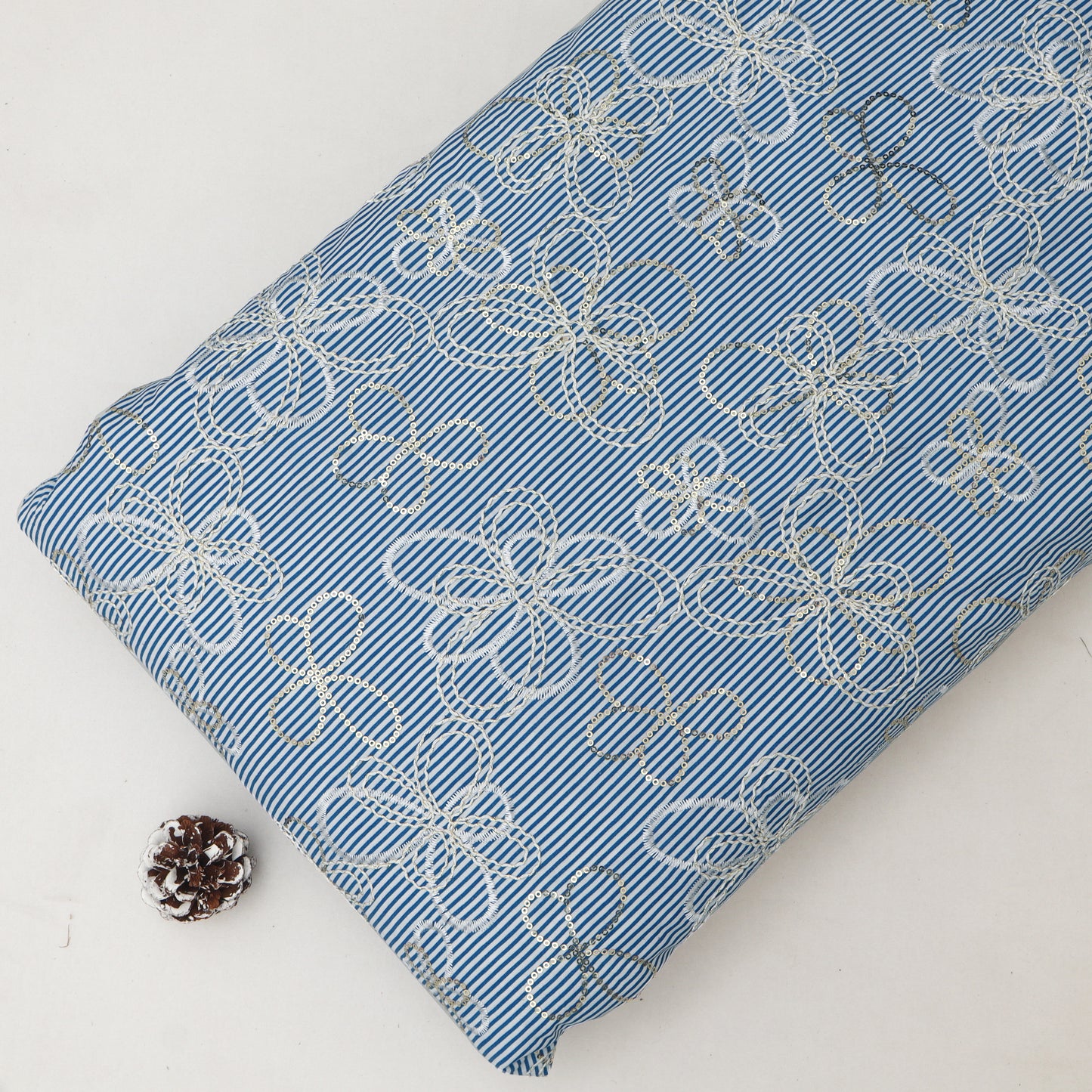 Cotton Stripe Embroidery Fabric