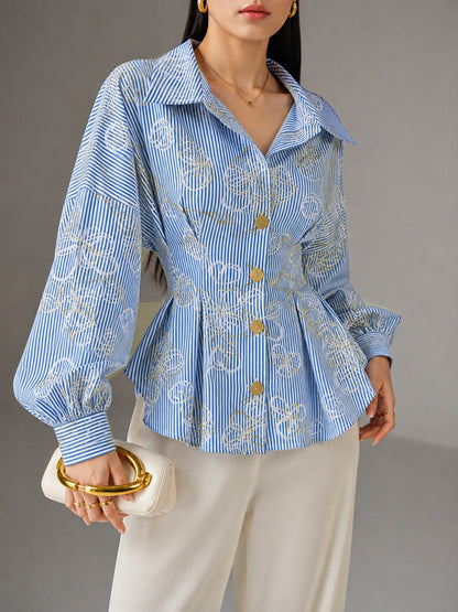 Cotton Stripe Embroidery Fabric