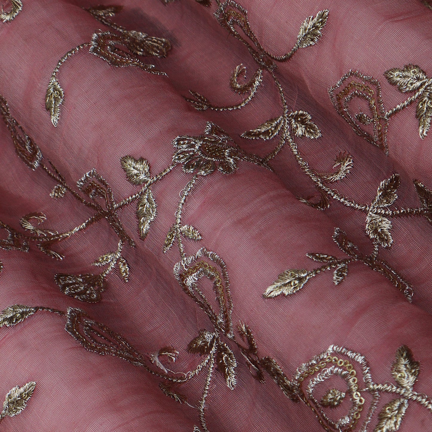 Gajri Color Chanderi Embroidery Fabric