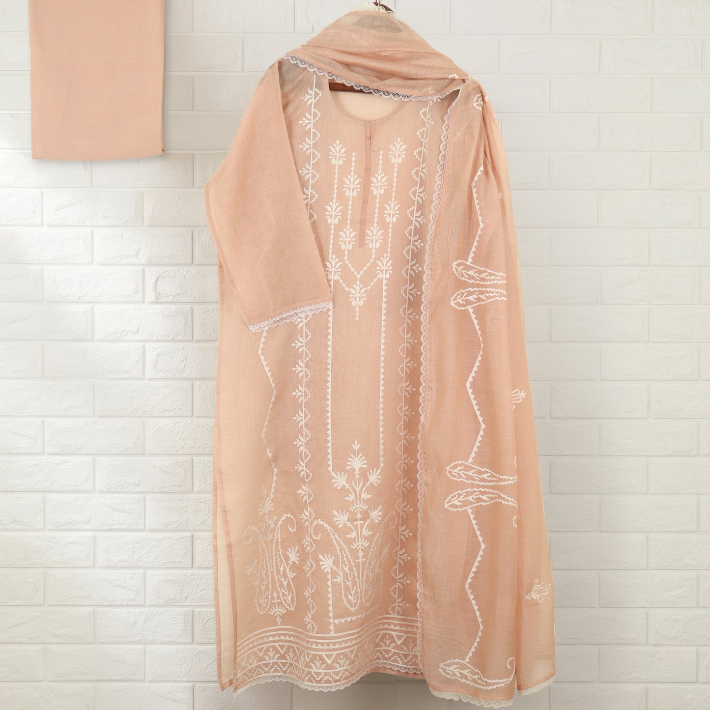 Semi Stitched Chanderi Suit