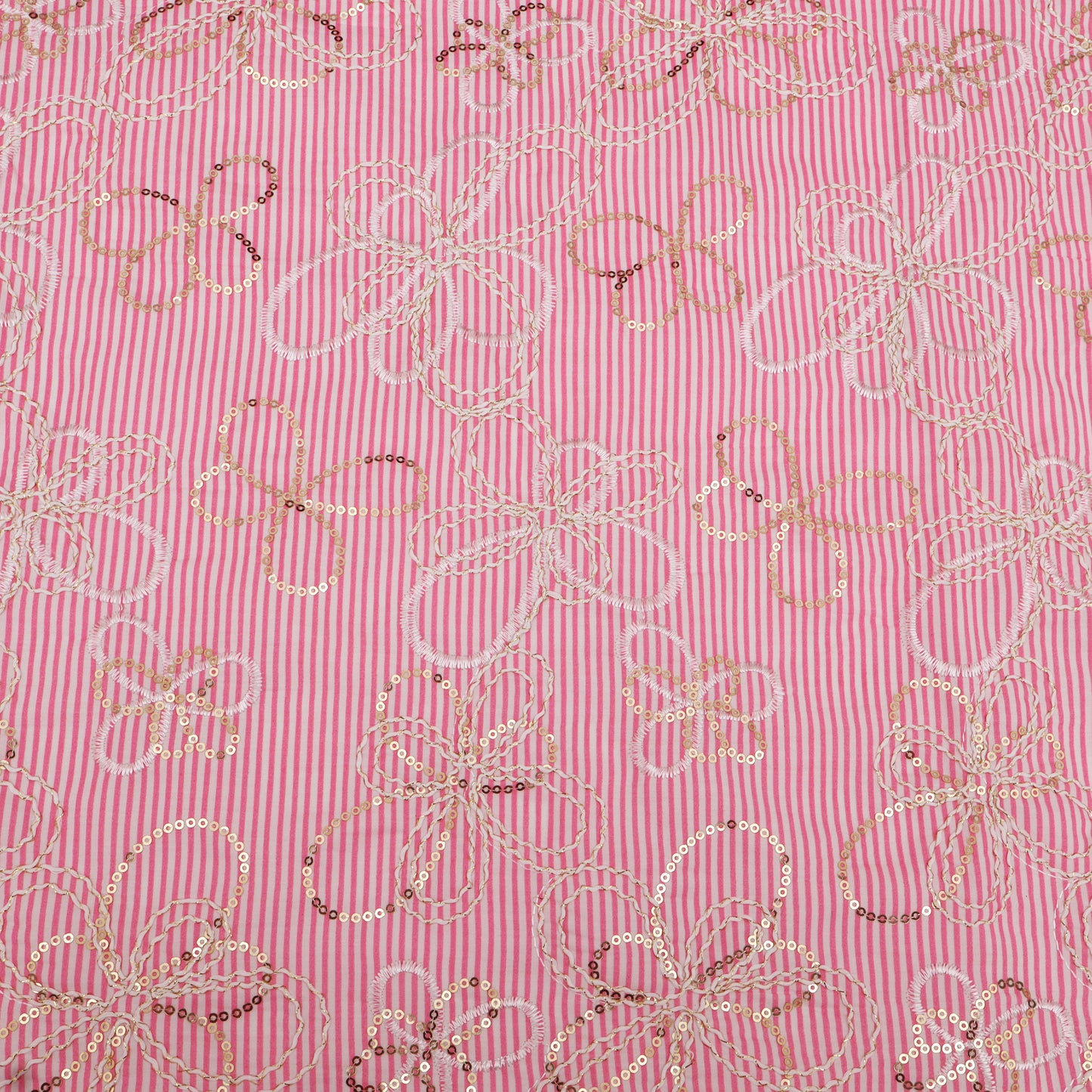 Cotton Stripe Embroidery Fabric