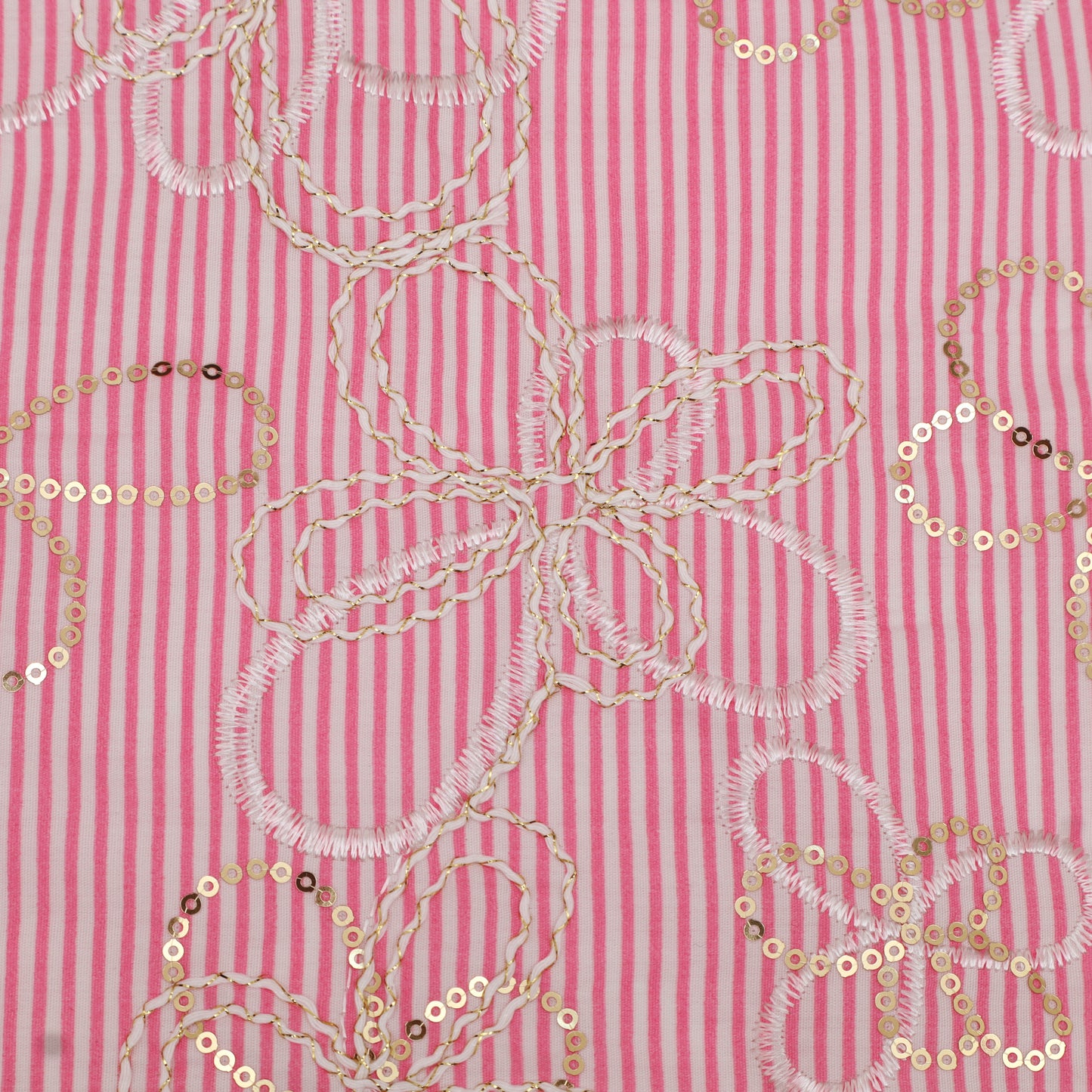 Cotton Stripe Embroidery Fabric