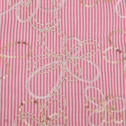 Cotton Stripe Embroidery Fabric