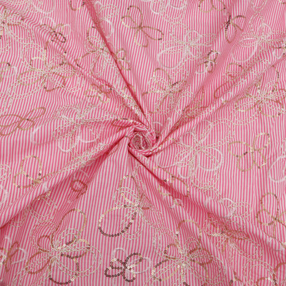 Cotton Stripe Embroidery Fabric