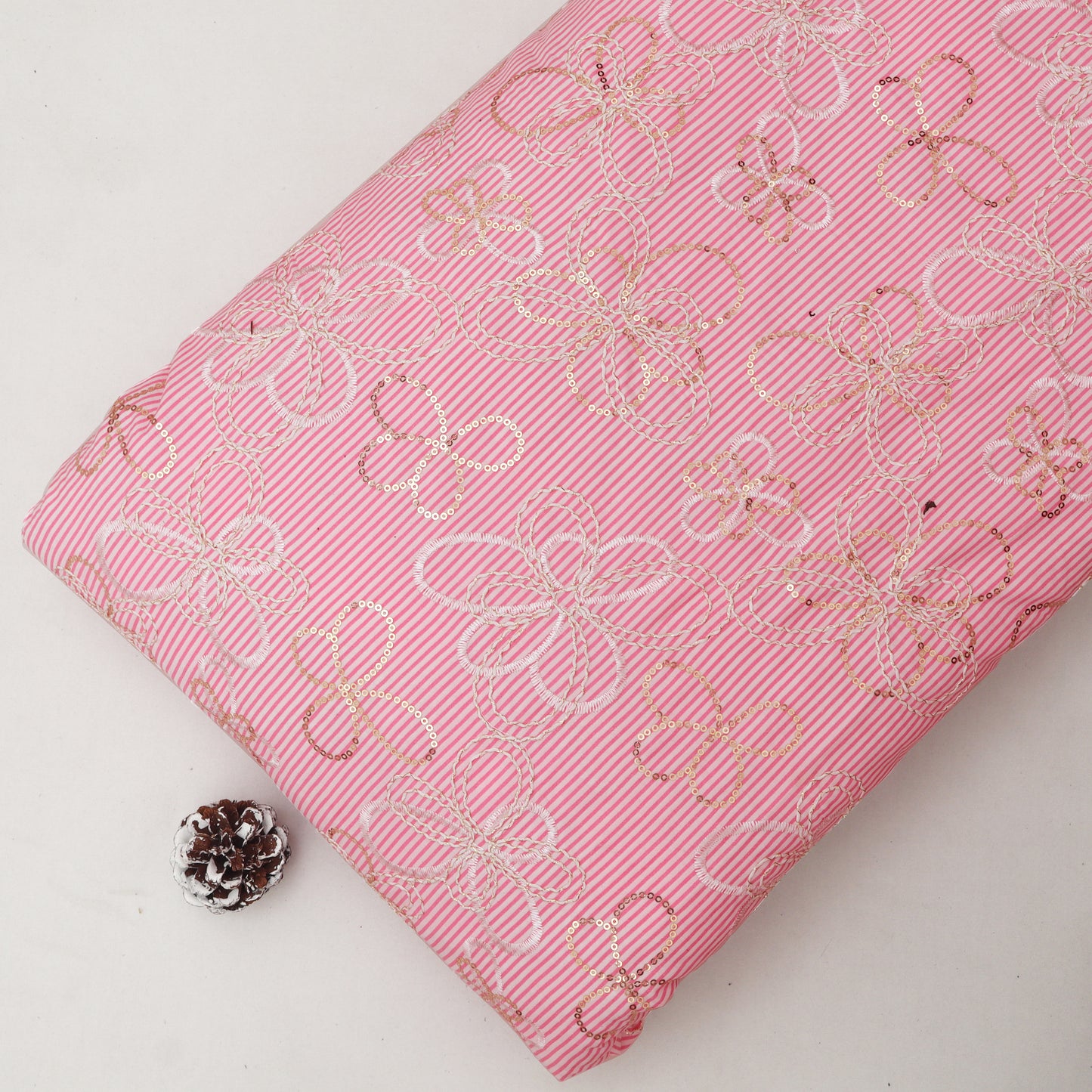 Cotton Stripe Embroidery Fabric