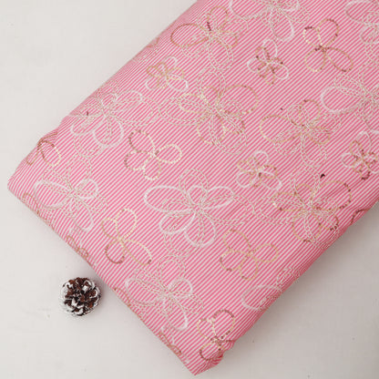 Cotton Stripe Embroidery Fabric