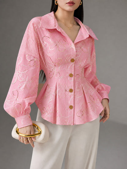 Cotton Stripe Embroidery Fabric