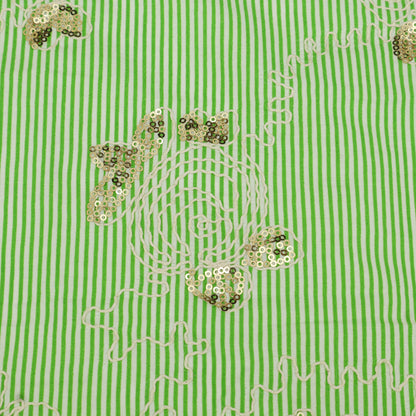Cotton Sequins Stripe Embroidery Fabric
