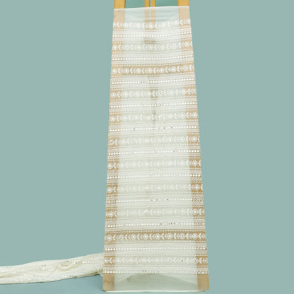 White Color Georgette Embroidery Fabric