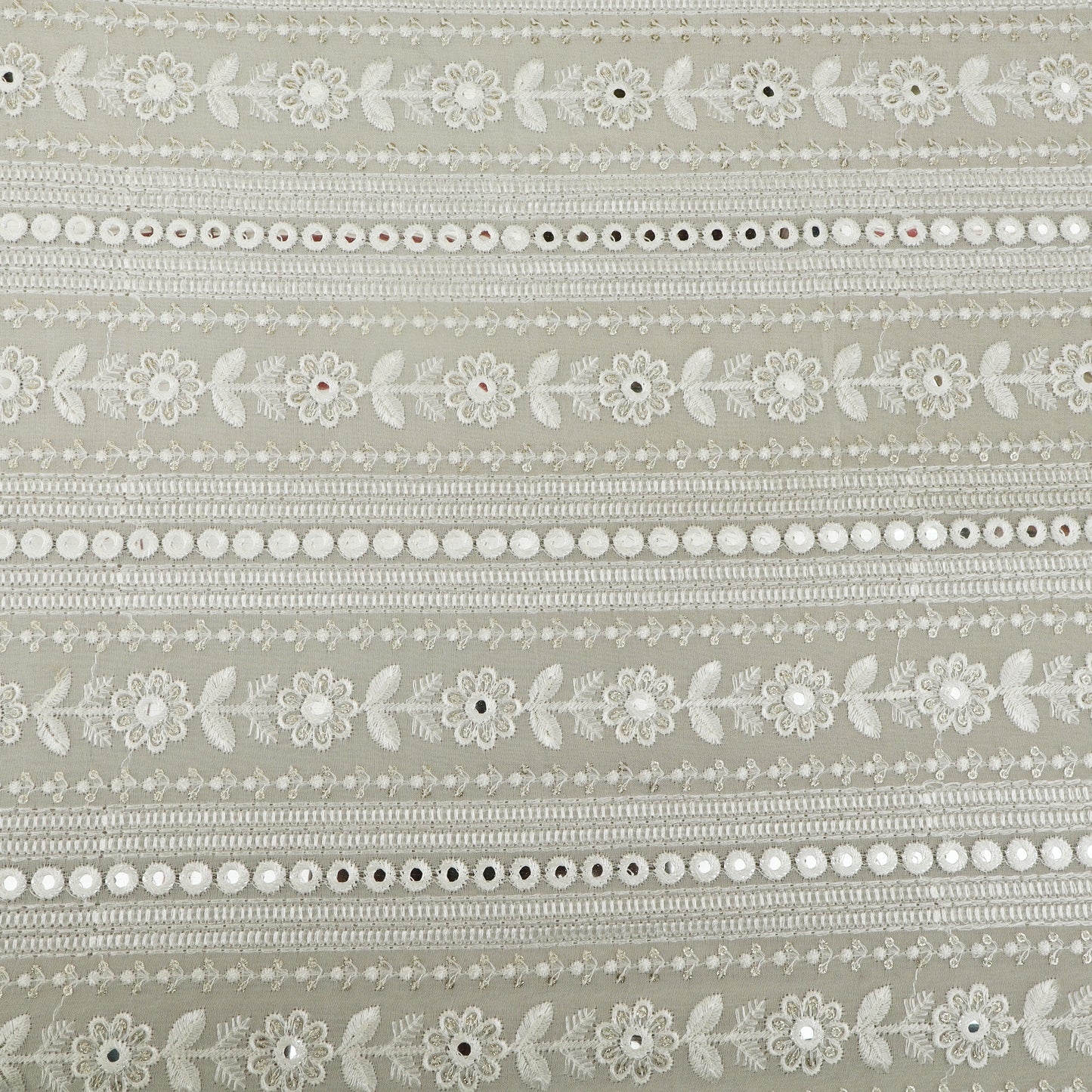 White Color Georgette Embroidery Fabric