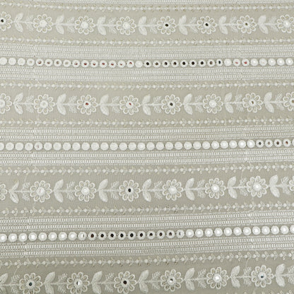 White Color Georgette Embroidery Fabric