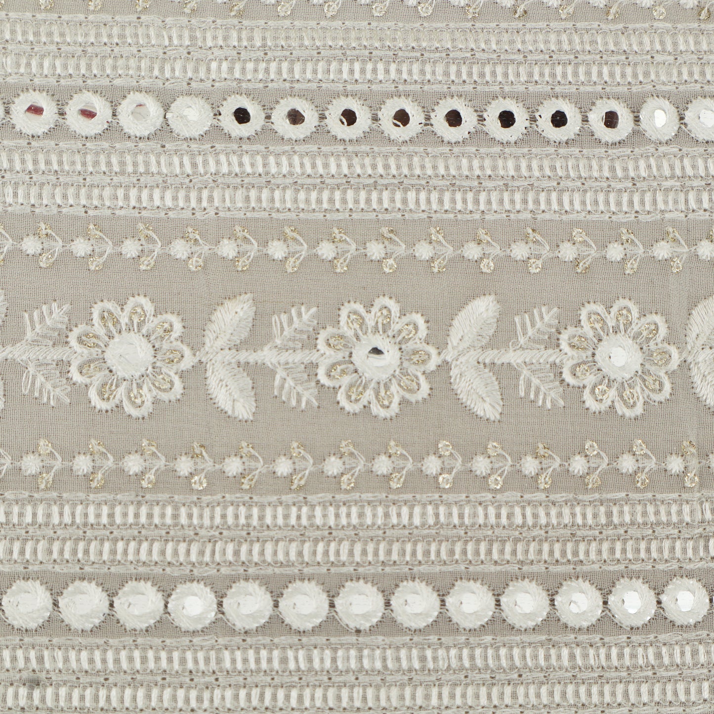 White Color Georgette Embroidery Fabric