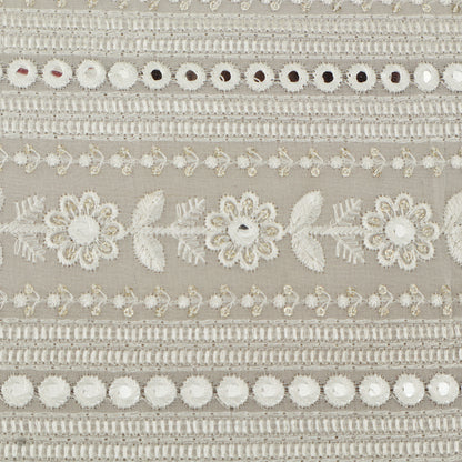 White Color Georgette Embroidery Fabric