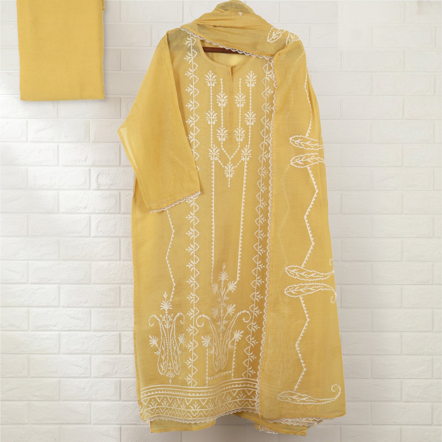 Semi Stitched Chanderi Suit