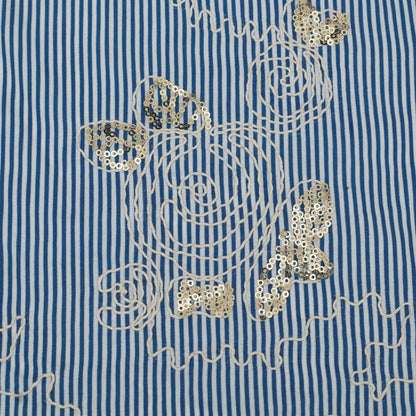 Cotton Sequins Stripe Embroidery Fabric