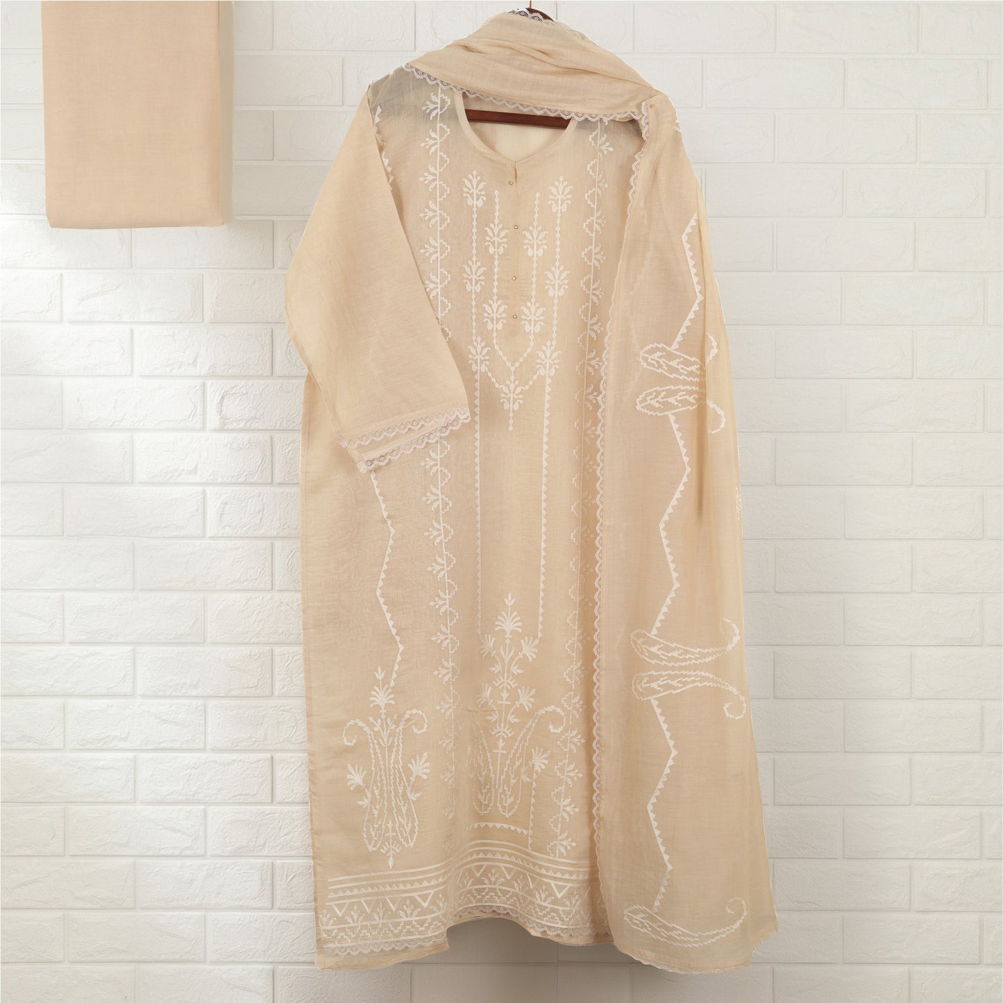 Semi Stitched Chanderi Suit