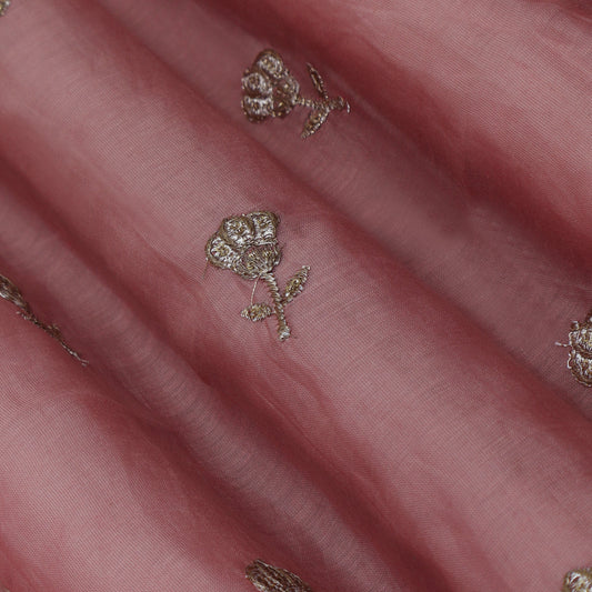 Gajri Color Chanderi Booti Fabric