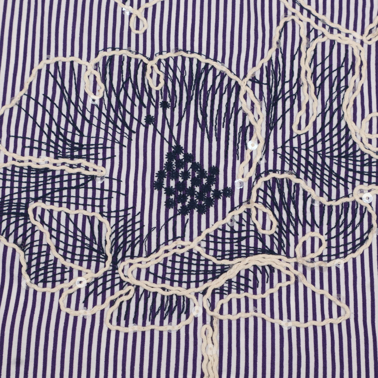 Cotton Stripe Embroidery Fabric