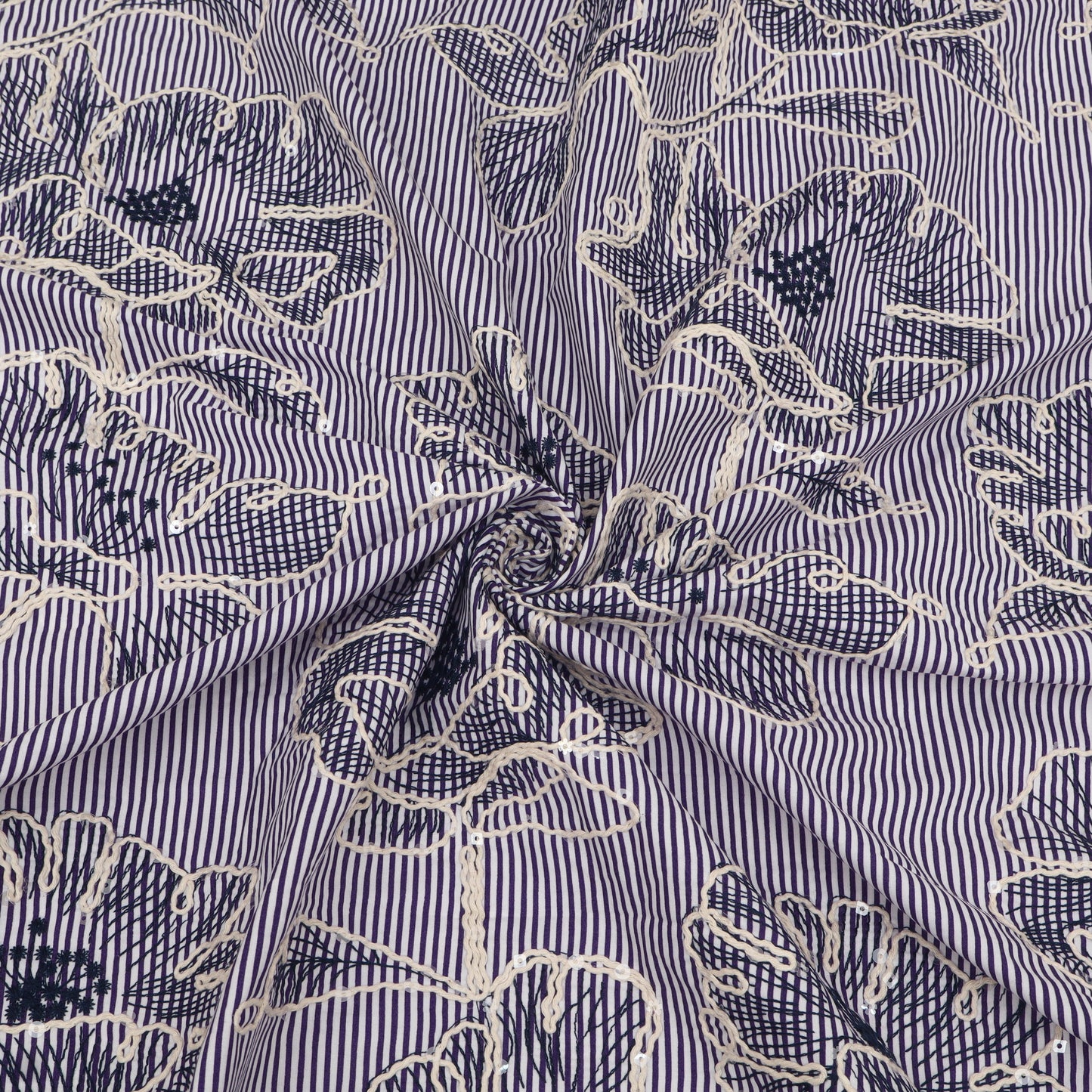Cotton Stripe Embroidery Fabric