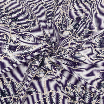 Cotton Stripe Embroidery Fabric